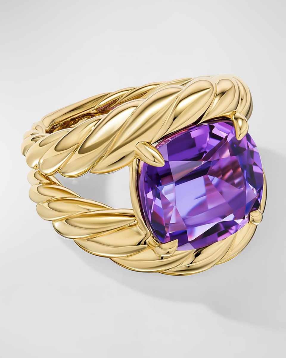 Marbella Ring with Gemstone in 18K Gold, 20mm